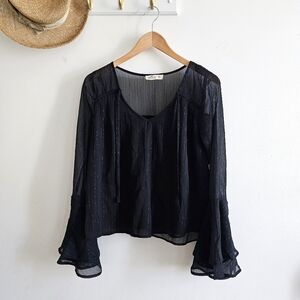 🖤 Hollister Black Sheer Boho Bell Sleeve Sheer Top XS